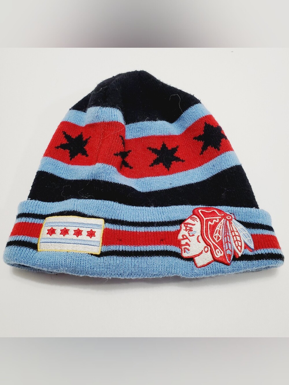 New Era Chicago Blackhawks Unisex Knit Winter Beanie Hat Blue Red Black